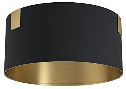 EGLO Deckenlampe Tortola 1, elegante Textil Deckenleuchte, Wohnzimmer Deckenbeleuchtung, Wohnzimmerlampe aus Stoff in schwarz und Messing gebürstet, E27 Fassung, ∅ 45 cm