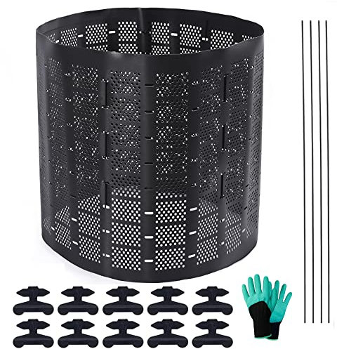 Composteur d'extérieur Facile à Assembler, Grande capacité de 880 litres, création Rapide de Sol Fertile (Noir avec Gants)