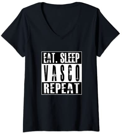 Donna Vasco Calcio - Camisa Vasco - Camiseta Vasco Maglietta con Collo a V