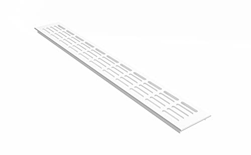 MS Beschläge Rejilla de ventilación de aluminio con recubrimiento en polvo, color blanco, RAL9016, 80 mm de ancho, cubierta de ventilación para encimera, rejilla de ventilación de aire de entrada