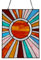 River of Goods Fensterpaneel aus Buntglas, 36,8 cm, Tiffany-Stil, zum Aufhängen, großer Sonnenfänger, dekorative Glas-Wanddekoration, Sunburst