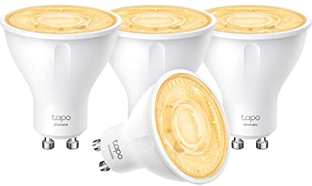 Tapo TP-Link smarte WLAN Glühbirne GU10 L610 4 pcs, Energie sparen, 2.9 W Entspricht 50W, dimmbare alexa smarte lampe, smart home alexa zubehör,kompatibel mit Alexa,Google Assistant, Weiss