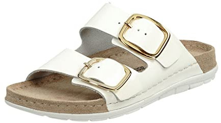 Rohde Damen, Frauen, Klassische Sandalen, Sandalen,Pantoletten,Sommerschuhe,Hausschuhe,Leder-fußbett,Weiss/Lack,37 EU / 4 UK