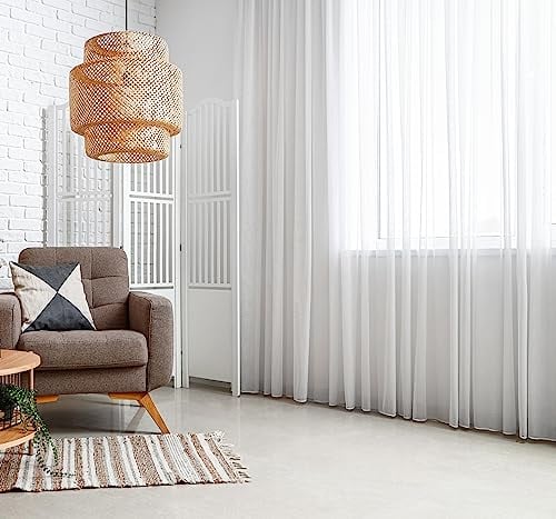 Weiße Voile, halbtransparente Vorhänge mit Kräuselband und Bleibandabschluss,Luftig, modern und langlebig für jedes Fenster,Gardinen und Vorhangsysteme Online-Shop (240 x 300 cm (HxB))