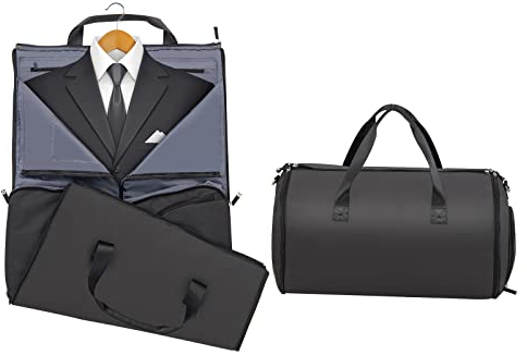 COSTWAY 2-in-1 Handgepäcktasche & Kleiderhängetasche, 50L wasserdichte Reisetasche mit Schuhfach & verstellbarem Schultergurt, Kleidertasche aus PU für Geschäftsreisen & Urlaub (Schwarz)