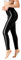 SOFSOT Workout-Leggings mit hoher Taille, große Größe, glänzende Pilateshose, glänzende Yoga-Leggings für Damen, Schwarz , XXL