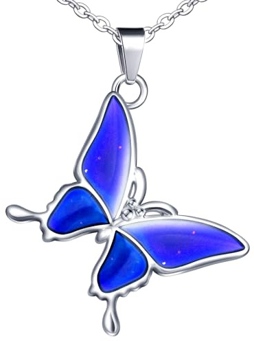 INFINIONLY Fashionable Butterfly Necklace Pendants, Stainless Steel Necklaces for Women and Girl, Creative Jewellery, Women's and Men's Necklace, Pendant's Colour Changes with Temperature