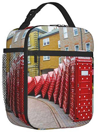XVBCDFG Retro London Telefonzelle Druck Lunchbox für Männer Frauen Lunch-Taschen Boxen Wiederverwendbare Isolierte Kleine Lunch-Tasche Bento Lunchbox