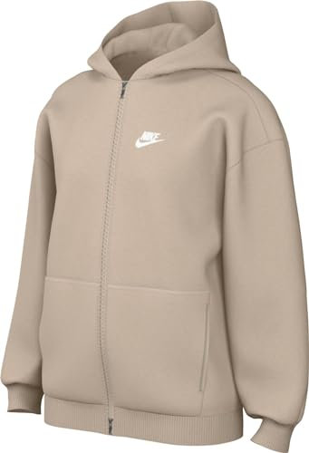 NIKE FD2931-126 G NSW Club FLC OVRSZD FZ LBR Sweatshirt Girl's SANDDRIFT/White Taille M