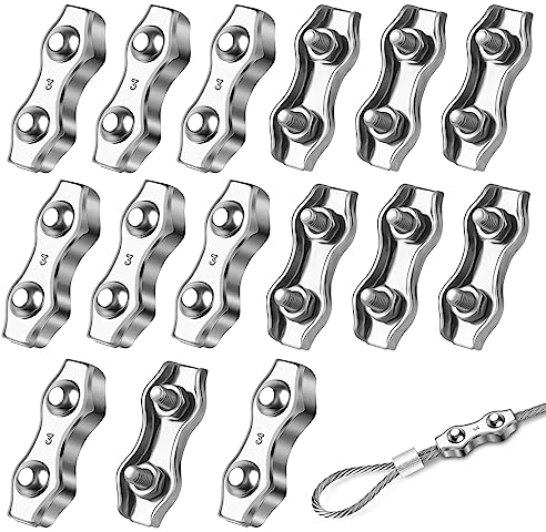 15 Pcs Serre-câbles M3 Pinces à Câble en Acier Inoxydable 304 Clips de Câble Métallique Duplex Pince de Corde de Câble pour Corde à Linge l'industrie