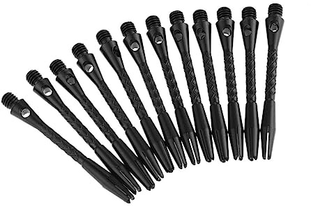 zalati Dart Shafts 12 st aluminiumlegering dartstång med standard 2BA skruvgänga för darttillbehör – 45 mm, svart