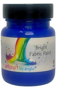 artcraft by anglo Blue Fabric Paint Permanent for Clothes. Textile Fabric Paints in 60ml. Ideal for Painting Clothes, T-shirts, Jeans, Bags & Canvas Shoes.