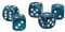 W6 Würfel (16mm) in Petrol/Weisse Punkte - Made in Germany - WeLoveBeads - 5 Stück