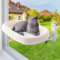 GUUSII HOME Hamac Chat Fenetre Perchoir Lit Fenêtre Panier Suspendu Etagere pour Grande Chats Pliable Transat Facile à Monter avec Ventouse Puissante Tapis Réversible 53 * 30cm Jusqu'à 18kg (Blanc, M)