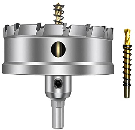 ASNOMY 108mm Punta per sega a tazza con punta in carburo di tungsteno, per metalli duri, sega a tazza T.C.T, con 2 punte per trapano pilota in titanio, per metallo, acciaio, ferro, legno