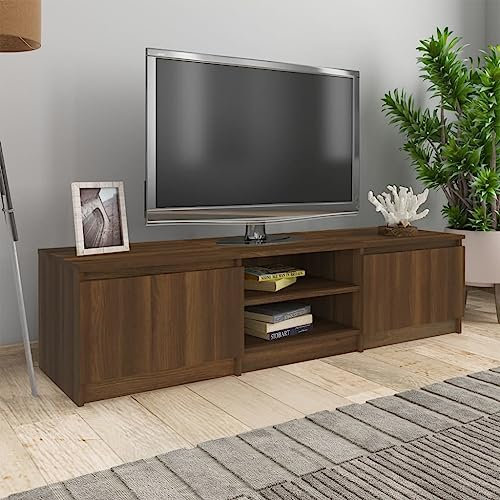 Higsose TV-Schrank 140x40x35,5cm Braun Eichen-Optik,Holzwerkstoff,Robuste TV Sideboard,Wohnzimmer Möbel,Moderne TV Möbel,Terrassenschrank,Holzwerkstoff Gefertigte Bücherregal,HiFi-Schrank