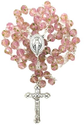OVUNQUE PROTEGGIMI Rosenkranz Kristall Mit Medaille Der Madonna Miracolosa - Crystal Rosary. Virgin Mary Rosary