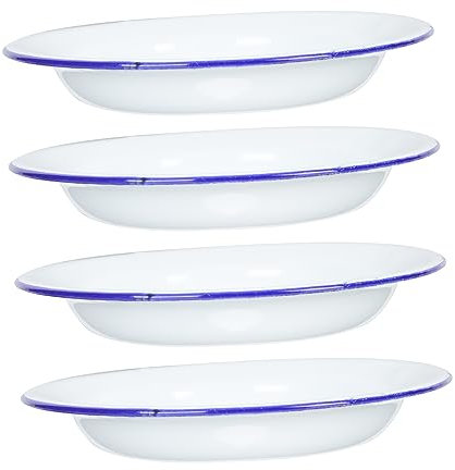 HOMSFOU 4 Uds Plato Esmaltado Platos De Pizza Platos De Ensalada Comida Vegetal Plato De Frutas Esmaltado Plato De Cena Esmaltado Plato De Cereales Bandejas De Esmalte Retro