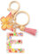 CHUQING Schlüsselanhänger Rosa,Anfangsbuchstaben Schlüssel Anhänger mit Schmetterlings Quasten,Schlüsselanhänger Buchstabe,Schlüsselanhänger Schmetterlinge Geschenk