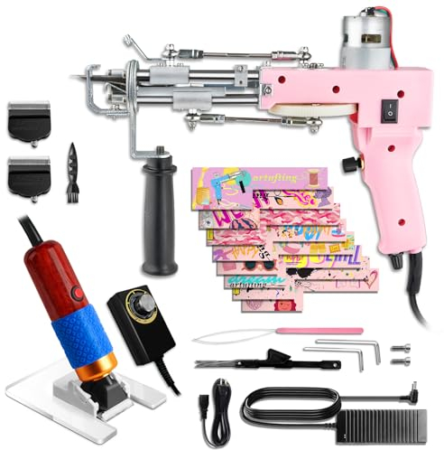 artufting 2-in-1 Tuftingpistole, Starter-Set mit Teppichschneider – 2-in-1 Schnittflor und Schlaufenflor Teppich-Tufting-Pistole – einfach zu bedienendes Teppichherstellungs-Set – ideal für