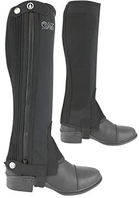 AK New Washable Windproof Unisex Winter Pro Equestrian Half Chaps – Durable Horse Riding Leg Protection for Men & Women, Breathable & Adjustable Fit AKRS-2147 (Black, XL)