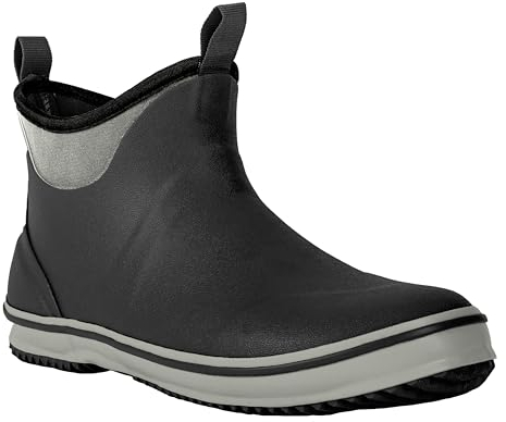 Ubon Stivali Gomma Uomo da Pioggia Comode Leggere Shorty Boots con Soletta Rimovibile Impermeabile Antiscivolo Scarpe da Ponte Resistente Stivali da Pesca Giardinio Lavoro Esterno Nero 44