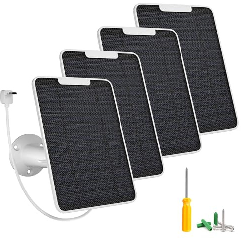 Lot de 4 chargeurs de panneau solaire Arlo 5 W compatibles avec caméra spot Arlo Essential/XL Spotlight/XL, chargeur de panneau solaire Arlo Essential avec câble de charge micro USB étanche de 3 m