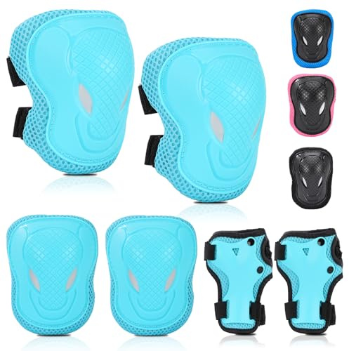 BURSUN Knieschoner Kinder, Verstellbare Knieschützer Ellenbogenschoner Handgelenkschoner, Schoner Schützer Inliner Kinder, Protektorenset für Inliner Skaten Roller Skateboard Rollschuhe