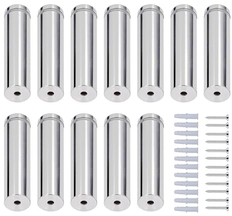 Natudeco 12 Pièces Support vis Publicité en Acier Inoxydable Entretoise de Verre Clous Publicitaires avec Vis et Tube D'expansion 19 x 80 mm