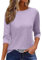 Minetom Maglia Donna T-Shirt a Maniche a 3/4 con Scollo Basic Elegante Loose Fit Lunga Magliette Donna A Viola S