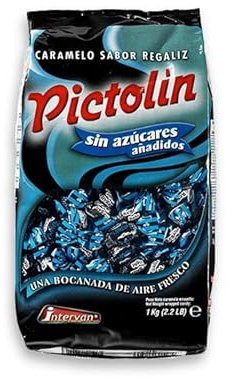 iChuches | Caramelos duros Sin Azúcar -Sin Gluten | Bolsa 1 Kg | Diferentes sabores: Café, Creme, Eucalipto, Miel Limón, Anís, Fullmint, Regaliz, Fruta, etc. (Pictolín Regaliz Sin Azúcar)