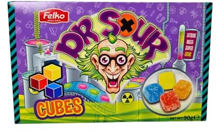 Dr. Sour Cube saure intensiv schmeckende Fruchtgummi und Bonbons 90g