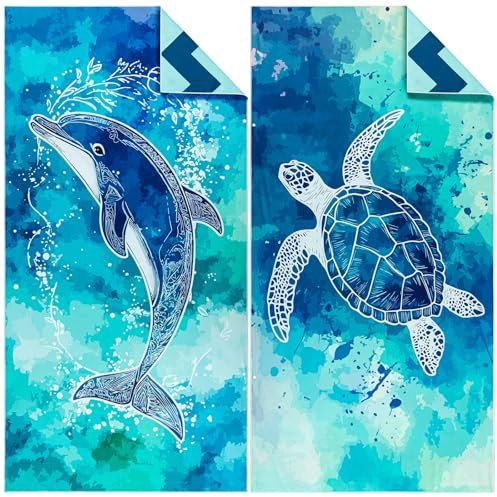 Joyoldelf 2er-Pack Mikrofaser Strandtuch - 180 x 90cm Groß Sandfrei Schnelltrocknend & Leicht Strandtücher, Ideal für Frauen und Männer am Strand, Schwimmbad oder im Urlaub