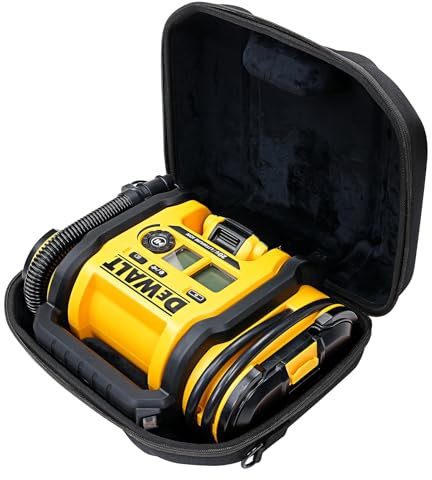 MeEazy Hard Case, Protective Custom-Fit Padded Storage Bag with YKK Zippers, Form-Fitting Shell, and Wide Shoulder Strap for DEWALT DCC020IB 20V Max Air Compressor Tire Inflator (CASE ONLY)