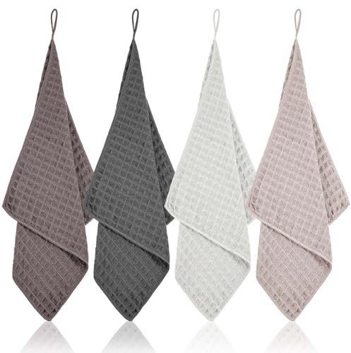 LLOUSSAK 4 Stück Mikrofasertücher Barista Tuch, Spüllappen waschbar Geschirrtücher Mit Poly-Mesh-Scheuerseite, Wiederverwendbare & Lebensmittelsichere Spültücher Ohne Plastik 30 cm X 30 cm
