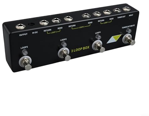 Pedale per effetti per chitarra a 3 loop con funzione True Bypass Looper e Tuner Mute, Shell in metallo Multi Loop Switcher, opzioni di ingresso versatili per chitarristi e bassisti in studio o