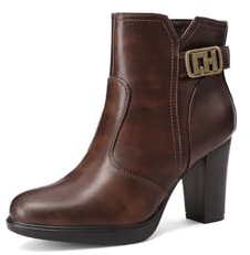QUEEN HELENA Tronchetti con Tacco Alto Stivaletti Donna X33-105 (Marrone, Taglia unica, Sistema Taglie Calzature EU, Adulto, Donna, Numero, Media, 37)