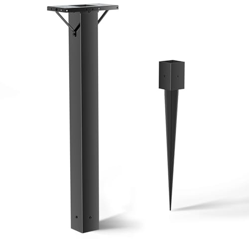 BOUGOON Black Metal Mailbox Post,43x 4X 4 inch In-Ground Mounting Post
