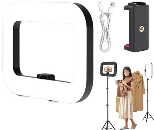 Quadratisches Ringlicht - Selfie-Lampe mit Video-Stabilisator, multifunktionales LED-Fülllicht, einstellbares Helligkeits-Panel | Live-Streaming Produktfotografie Aufnahme