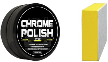 Rénovateur Chromes et Alu, Polish Chrome pour Voitures, Crème de Polish Métallique, Pâte de Polissage pour Métal, Restaurateur et Protecteur, 50g
