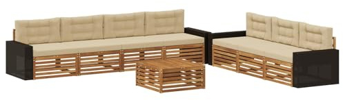 vidaXL Outdoor-Sofagarnitur 8 pcs Natur und Beige 79 x 79 x 37 cm, Garten Sofa, modernes Outdoor-Mobiliar, Bequeme Lounge-Ecke für Terrasse und Patio