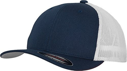 Flexfit Mesh Trucker Cap 2-Tone - Unisex Baseballcap für Damen und Herren, Farbe Navy/White, S/M
