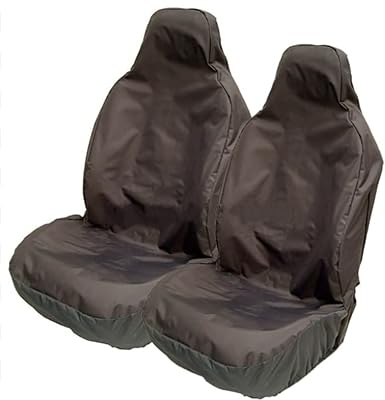 Carseatcover-UK® Front Pair of BLKWPFP1000 HEAVY DUTY Black Waterproof Car Seat Covers - Universal Fit [Airbag Friendly]
