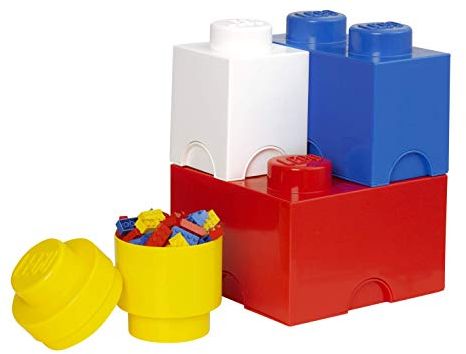 Room Copenhagen 40150001 Multipack de Ladrillos de Almacenamiento de Lego, Largo. Cajas de almacenaje apilables. Conjunto de 4 Piezas, Multicolor, 0 cm, 4