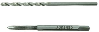 Century Drill & Tool 95302 4-40 NC (National Coarse) Machine Screw Plug Tap and #43 Wire Gauge High Speed Steel Drill Bit Combo Pack Set, Tap and Drill Bit Set for Use in Metal Applications