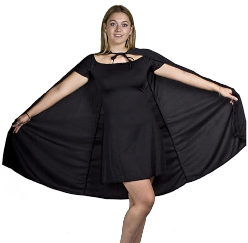 Adults Black Superhero Cape - Black Knee-length Cape - Perfect for Superhero Dress Up or Other Fancy Dress Events