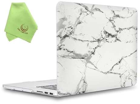 UESWILL Case for MacBook Pro (Retina, 15 inch, 2012-2015), White/Grey | Model A1398, Marble Printed Pattern Fade-Resistant Make It Personal, Includes Hard Shell Case + Microfiber Cloth