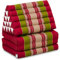 livasia Thaikissen 3 Auflagen extrahoch - 185x55x8cm - Dreieckskissen mit Klappmatratze, Kapok, Jumbo Rückenkissen faltbar, Thaimatte Klappen, handgefertigt, Meditationskissen (Rot/Grün)