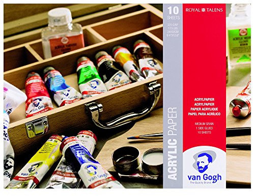 Van Gogh Acrylfarbe Papierblock - 24x32cm - 370g - 10 Blatt - Mittlere Kornstruktur - Ideal für Acrylfarben
