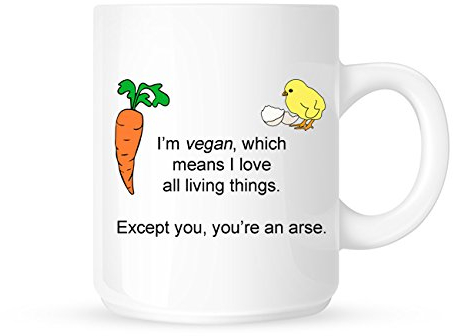 I'm Vegan - I Love All Living Things Except You - Funny Novelty Tea/Coffee Mug